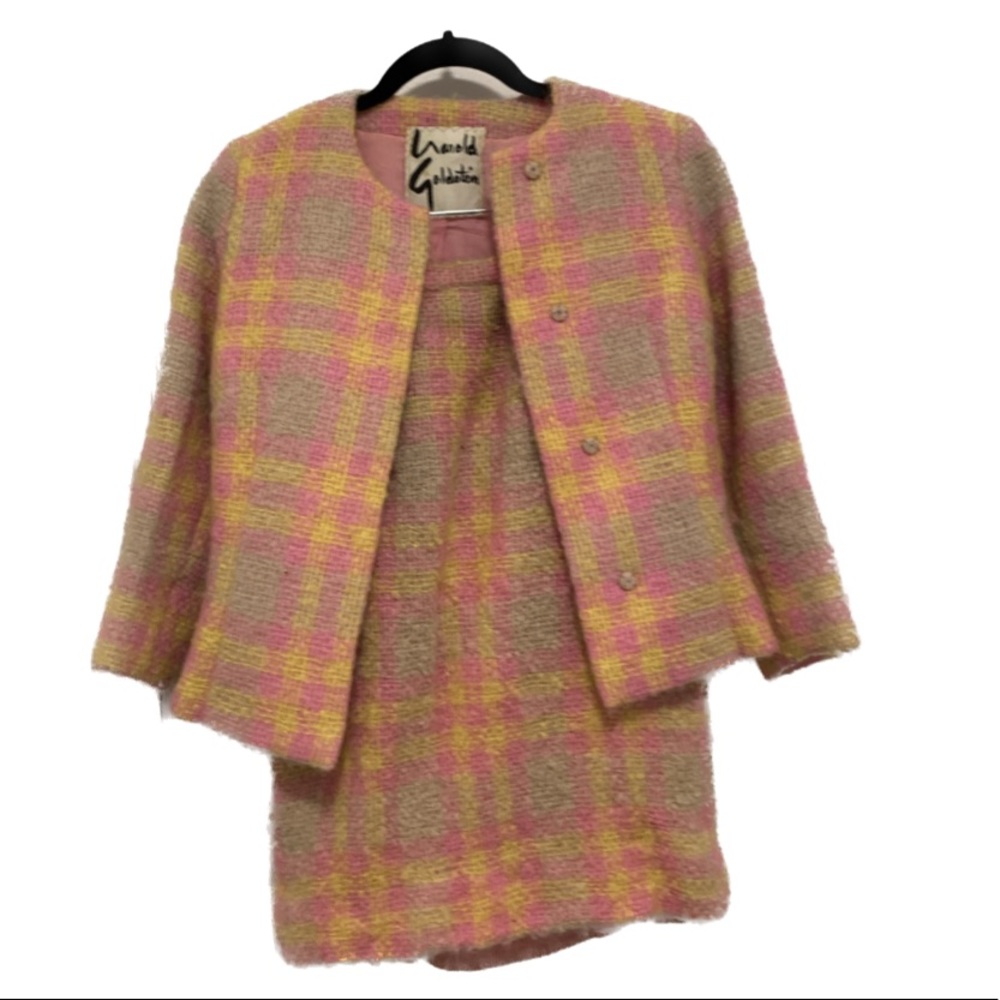60s Harold Goldstein two piece pastel mohair skirt set!!